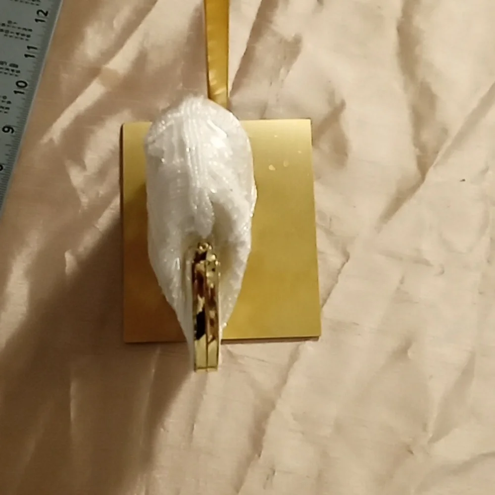 1920s Stylish Small Ivory Sequined Gold Women's Clutch with Strap NWOT
